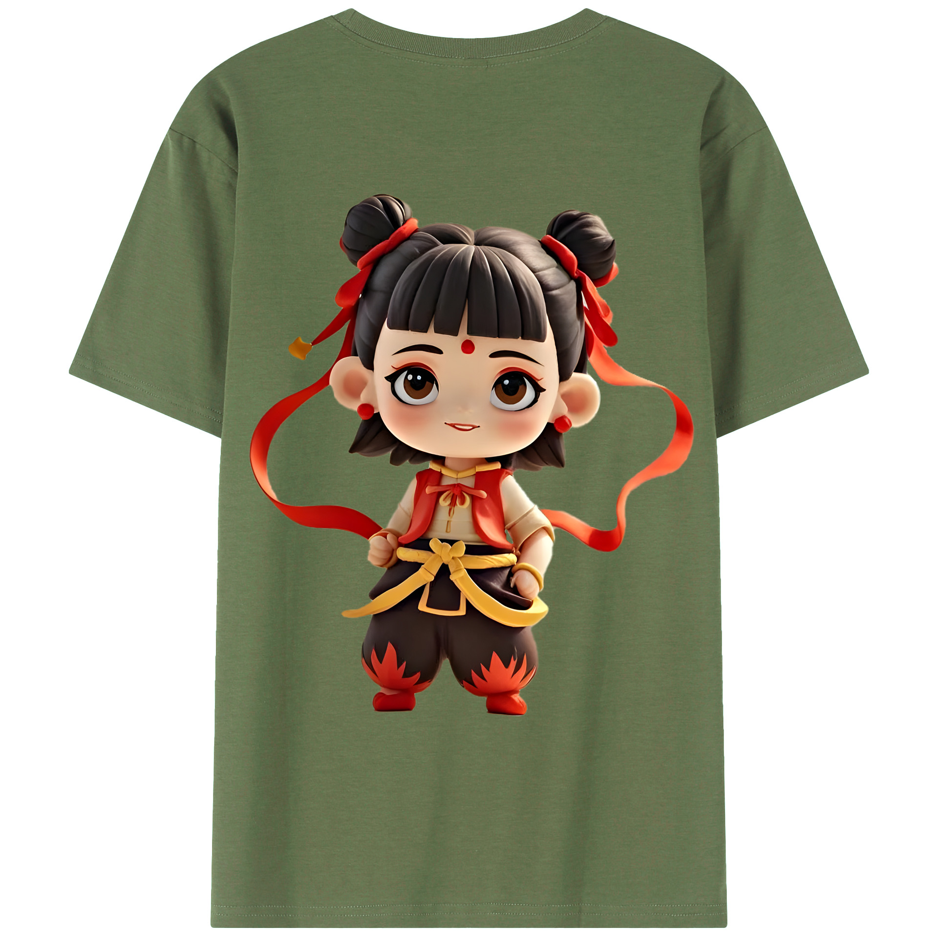 （画像用） Ne Zha 2 ナタ 魔童の大暴れ 綿100％ メンズ半袖Tシャツ（バックプリント） 通気性